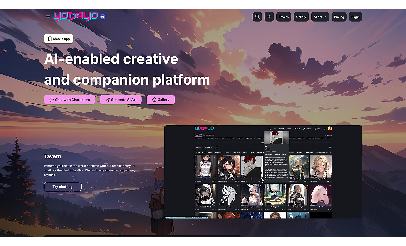 Yodayo screenshot