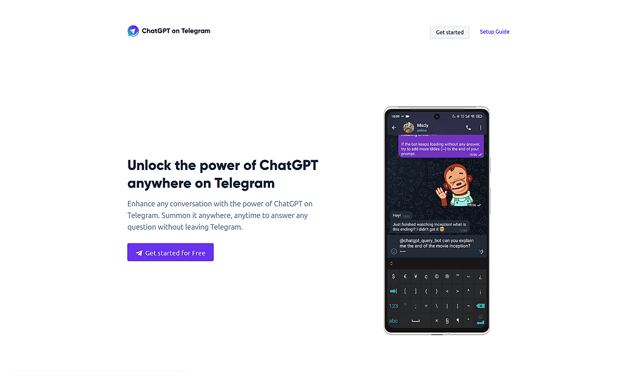 ChatGPT on Telegram screenshot