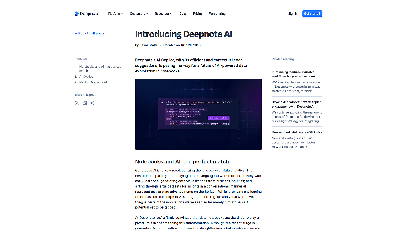 Deepnote Copilot screenshot