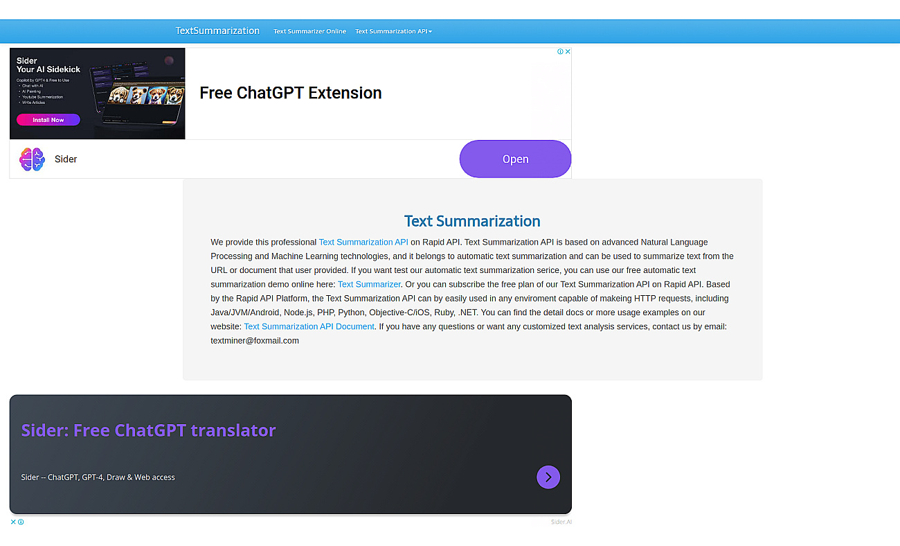Text Summarization Tool screenshot