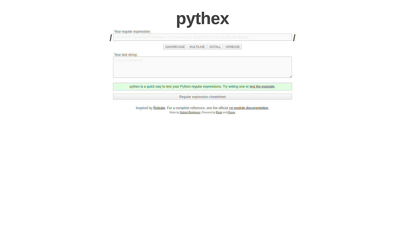 Pythex screenshot