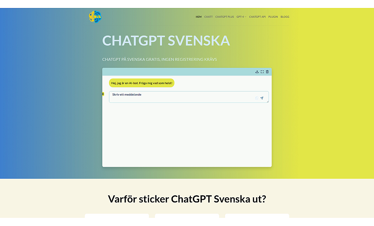 Chatgpt svenska screenshot