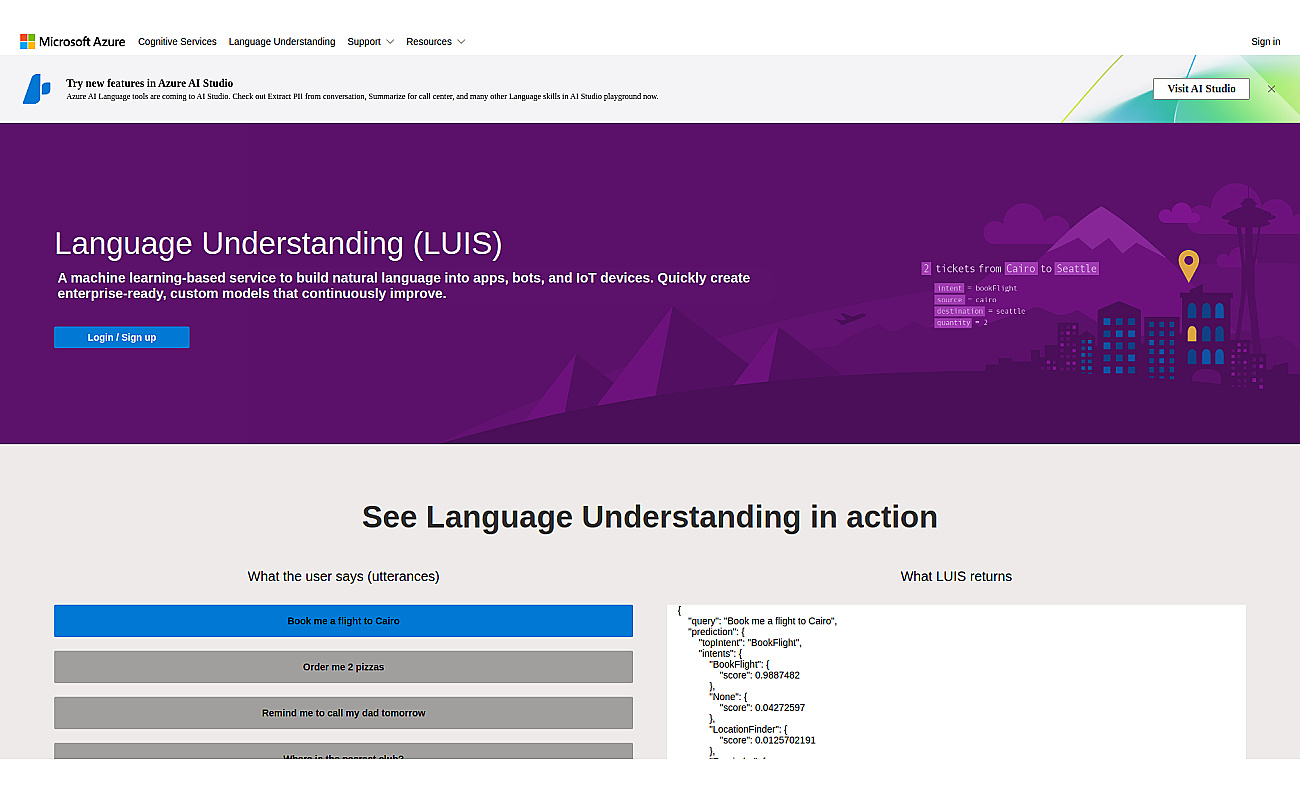 Microsoft Luis screenshot