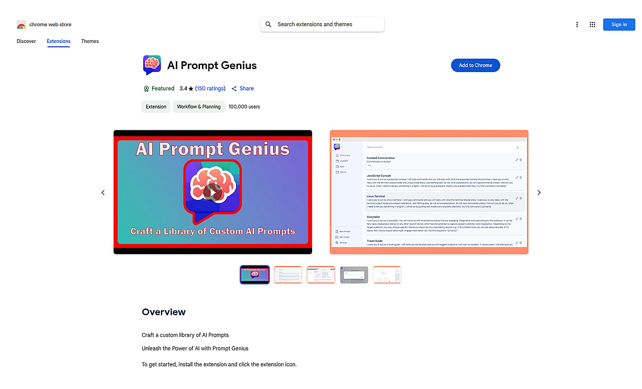 ChatGPT Prompt Genius screenshot