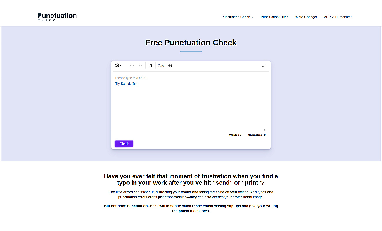 Punctuation Check screenshot