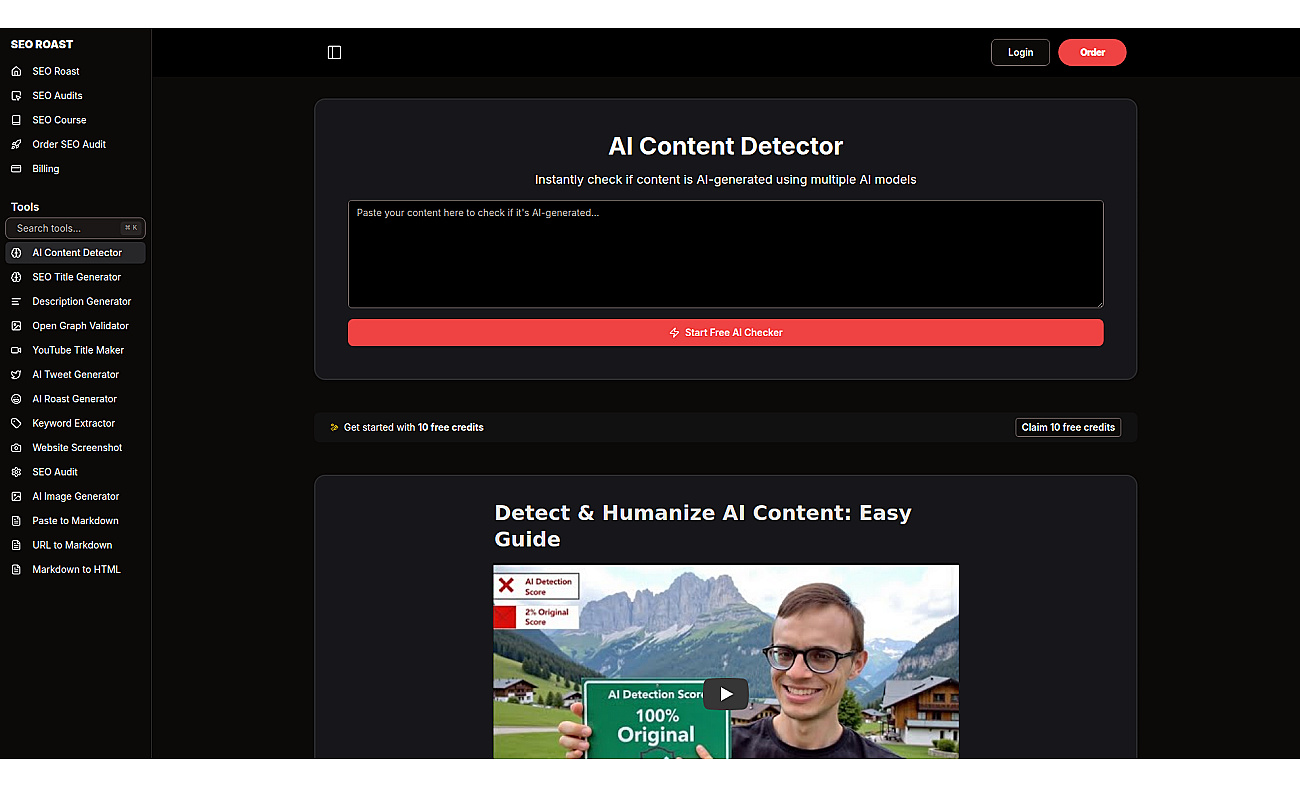 AI Content Detector by SEORoast screenshot