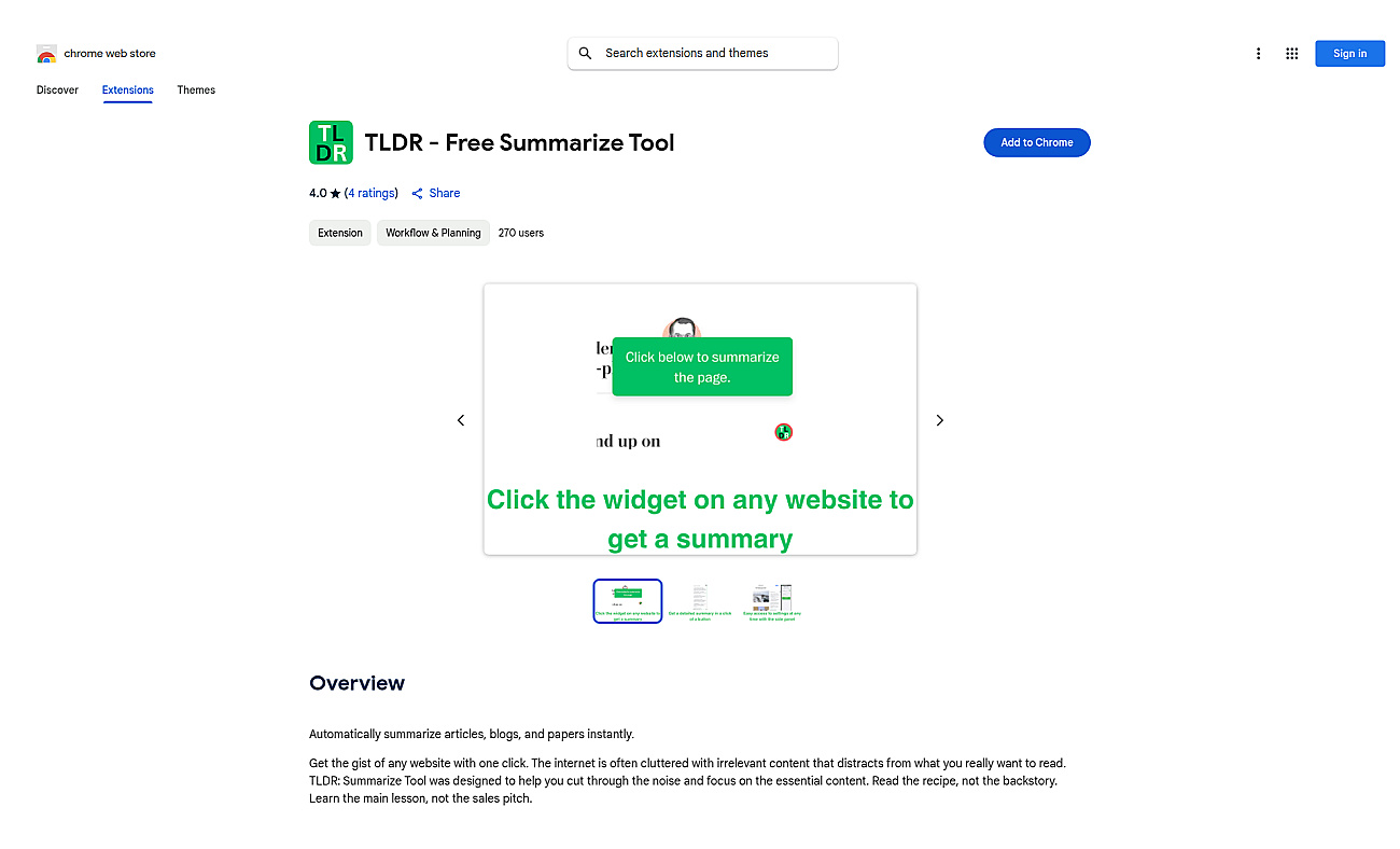 TLDR - Summarize Tool screenshot
