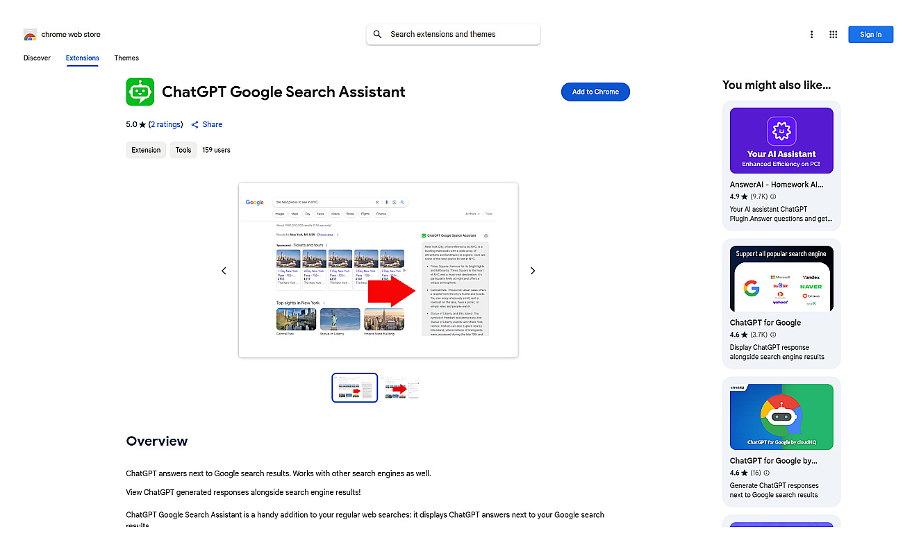 ChatGPT Google Assistant screenshot
