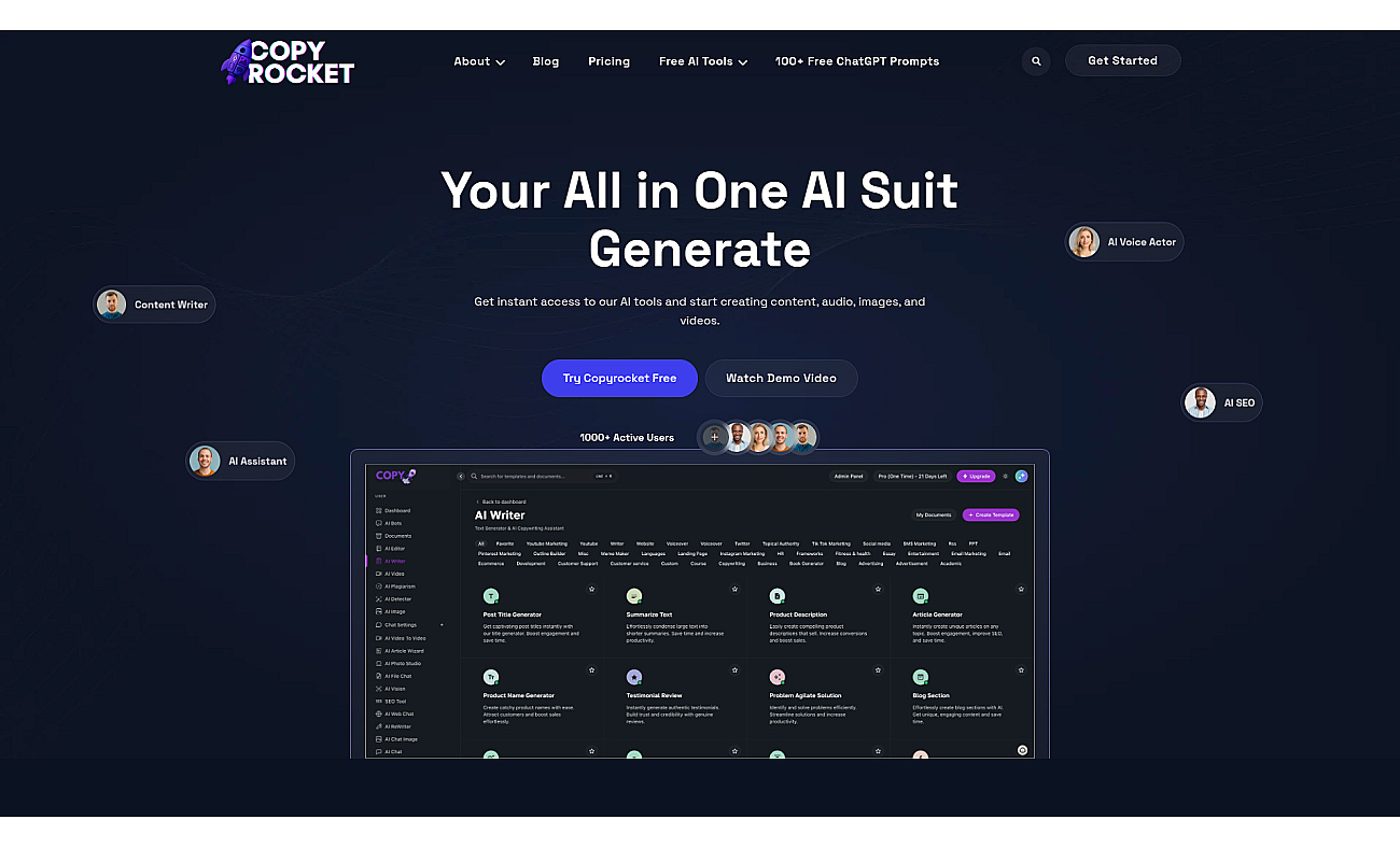 Copyrocket AI Assistant screenshot