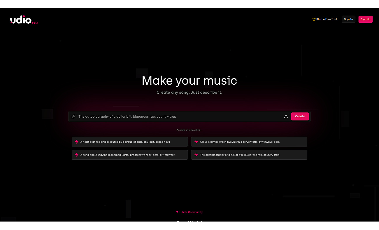 Udio screenshot