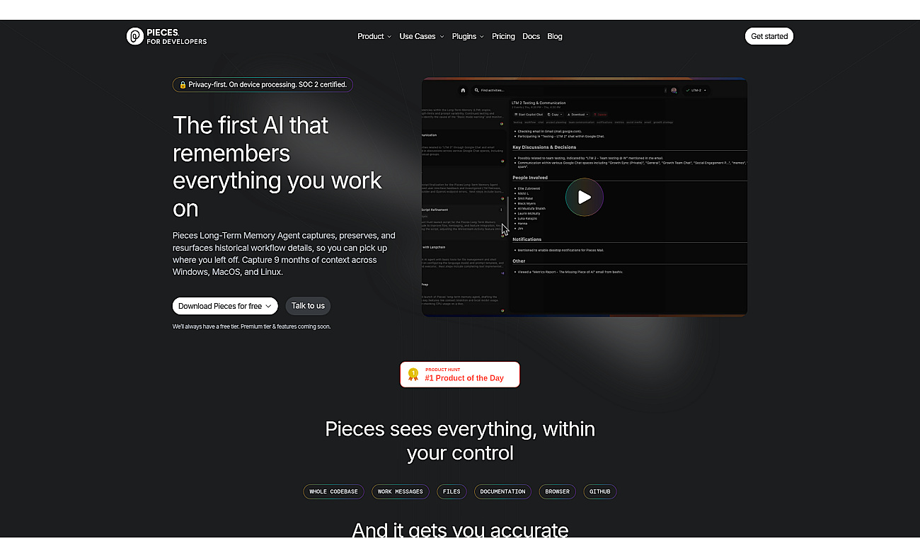 Pieces.app screenshot