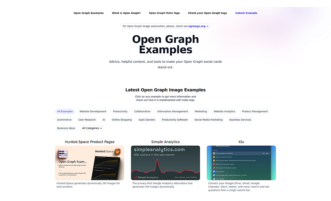 Open Graph Examples screenshot