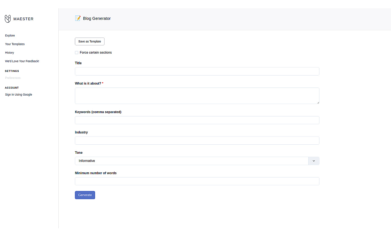 Maester blog creator screenshot