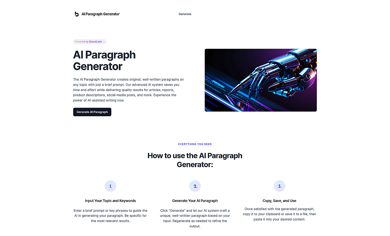 Ai Paragraph Generator screenshot