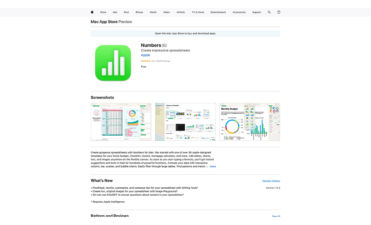 Apple Numbers screenshot