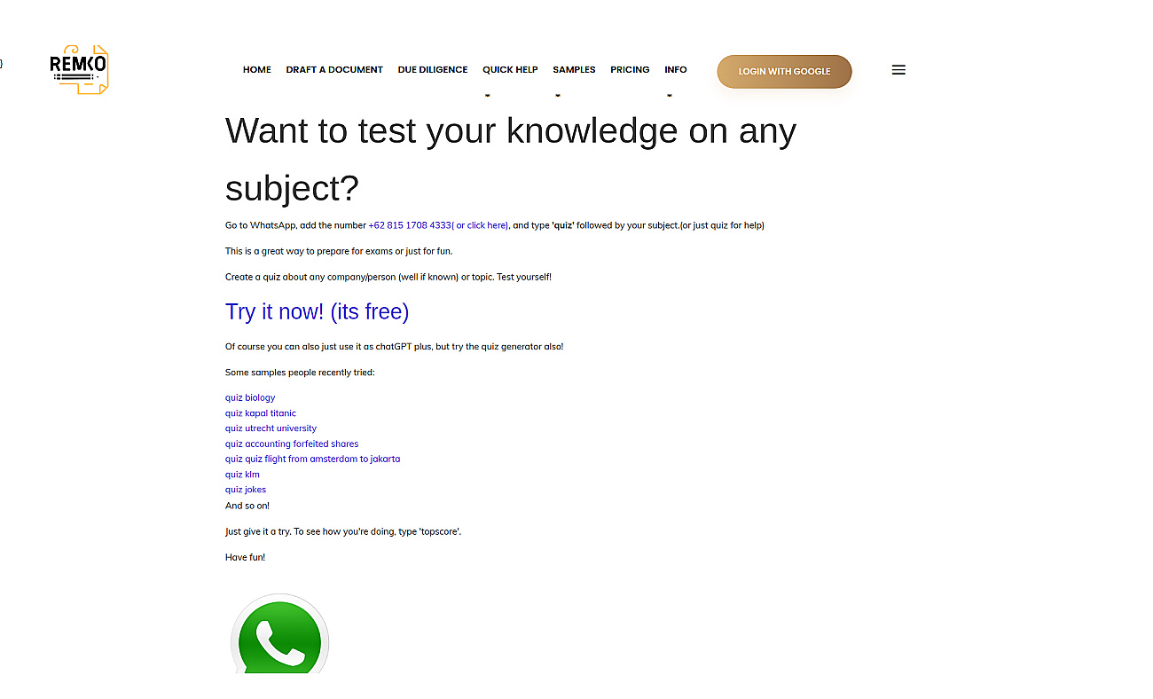 Whatsapp Quiz generator screenshot