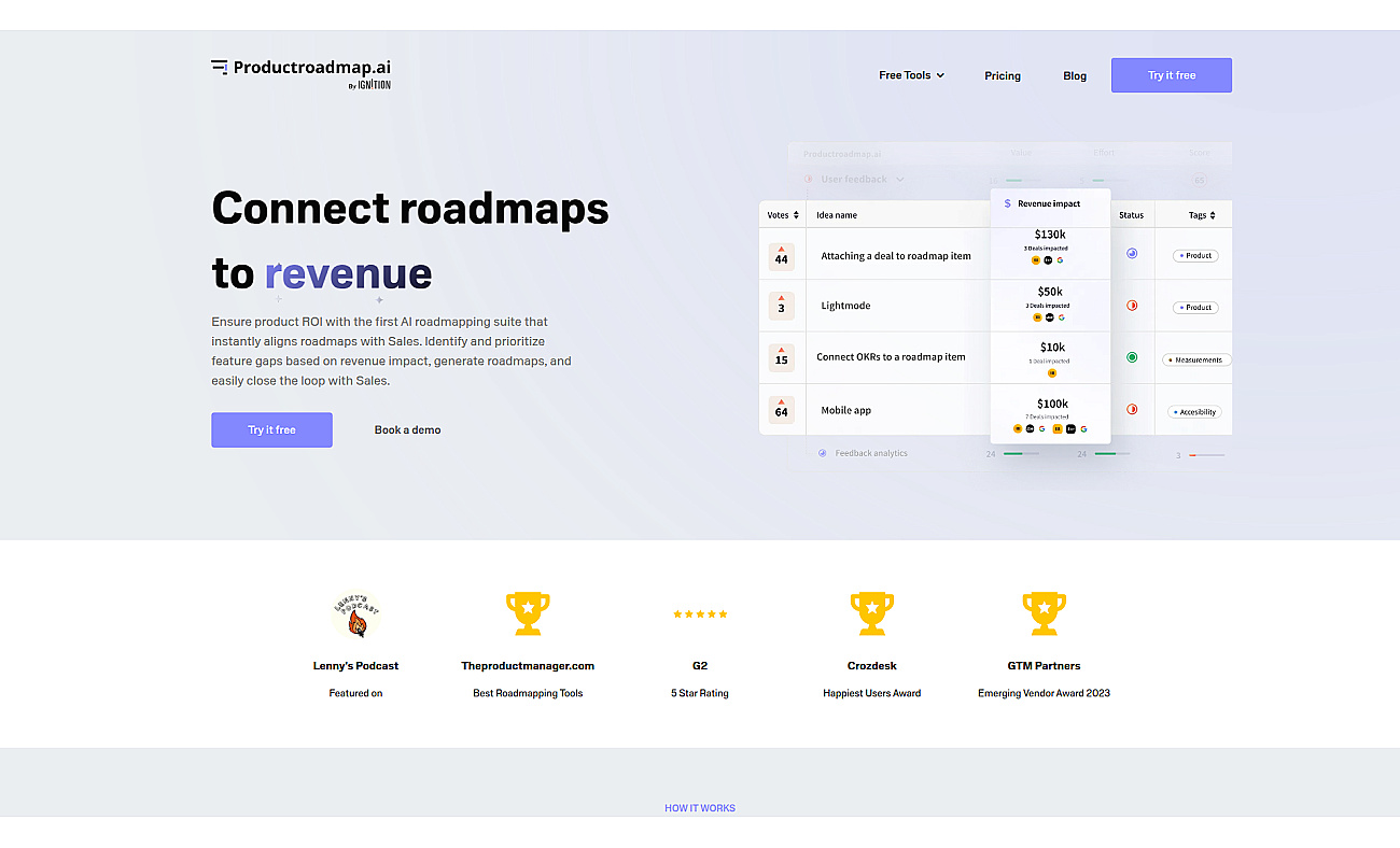 Productroadmap screenshot