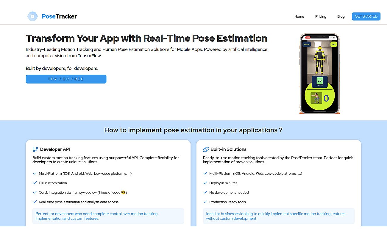 PoseTracker API screenshot