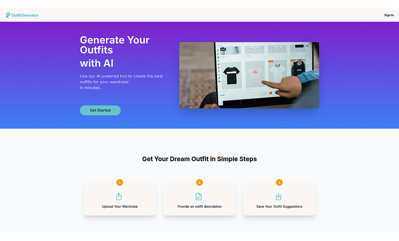 Outfit generator screenshot