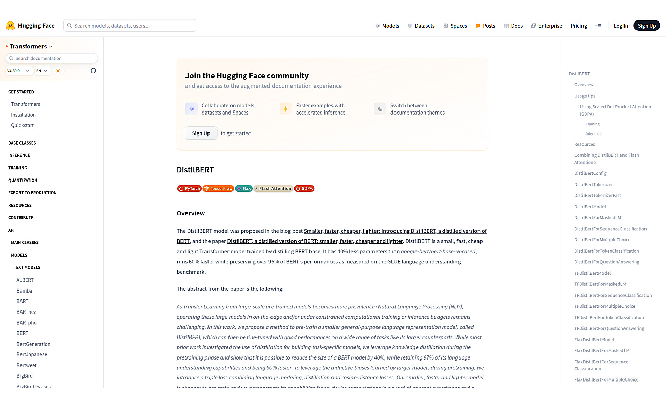 DistilBERT screenshot
