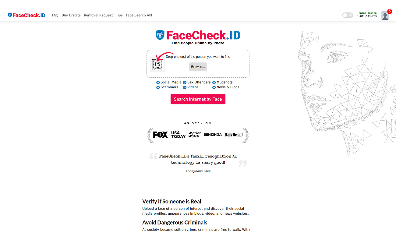 FaceCheck ID screenshot