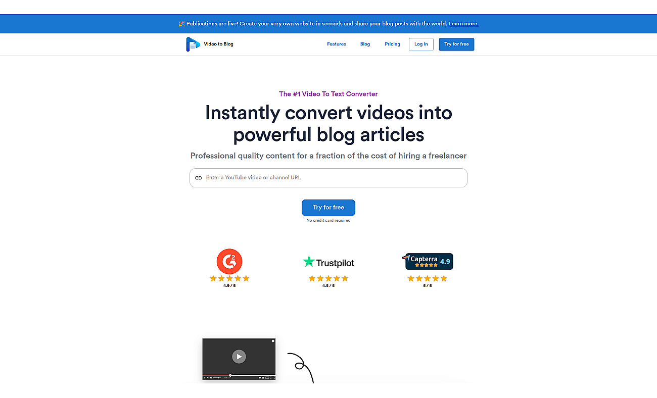 VideoToBlog screenshot