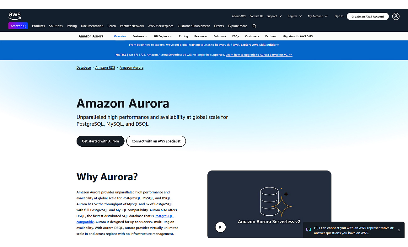 Amazon Aurora screenshot