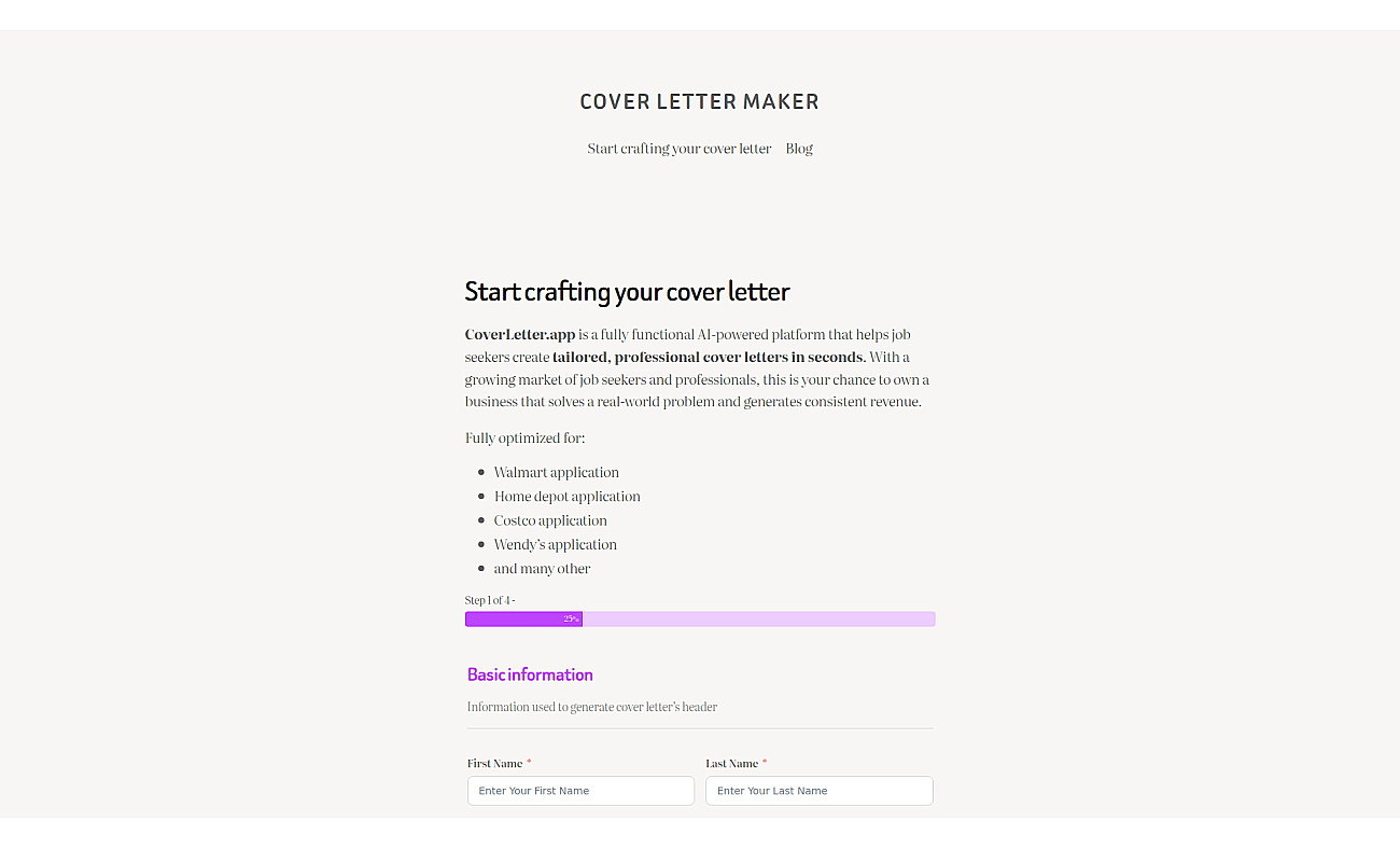 coverletter.app screenshot