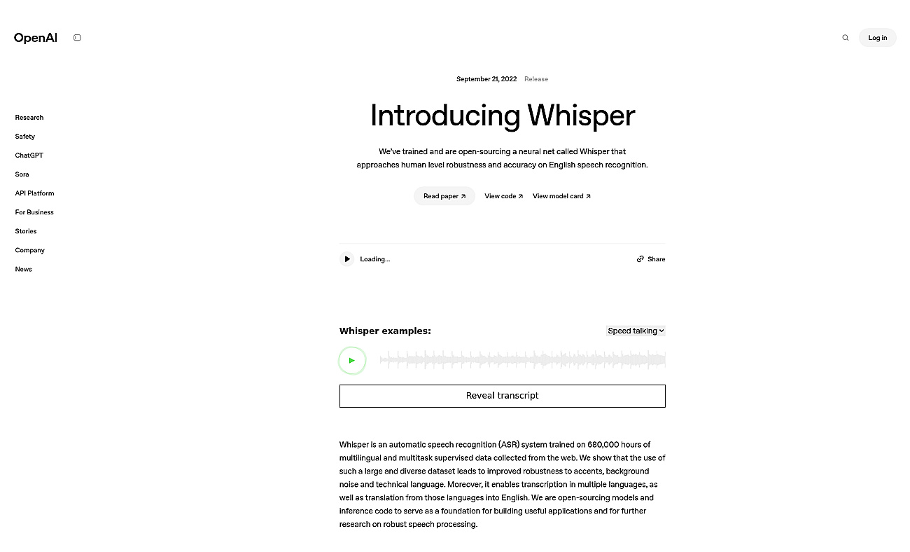 Whisper (OpenAI) screenshot