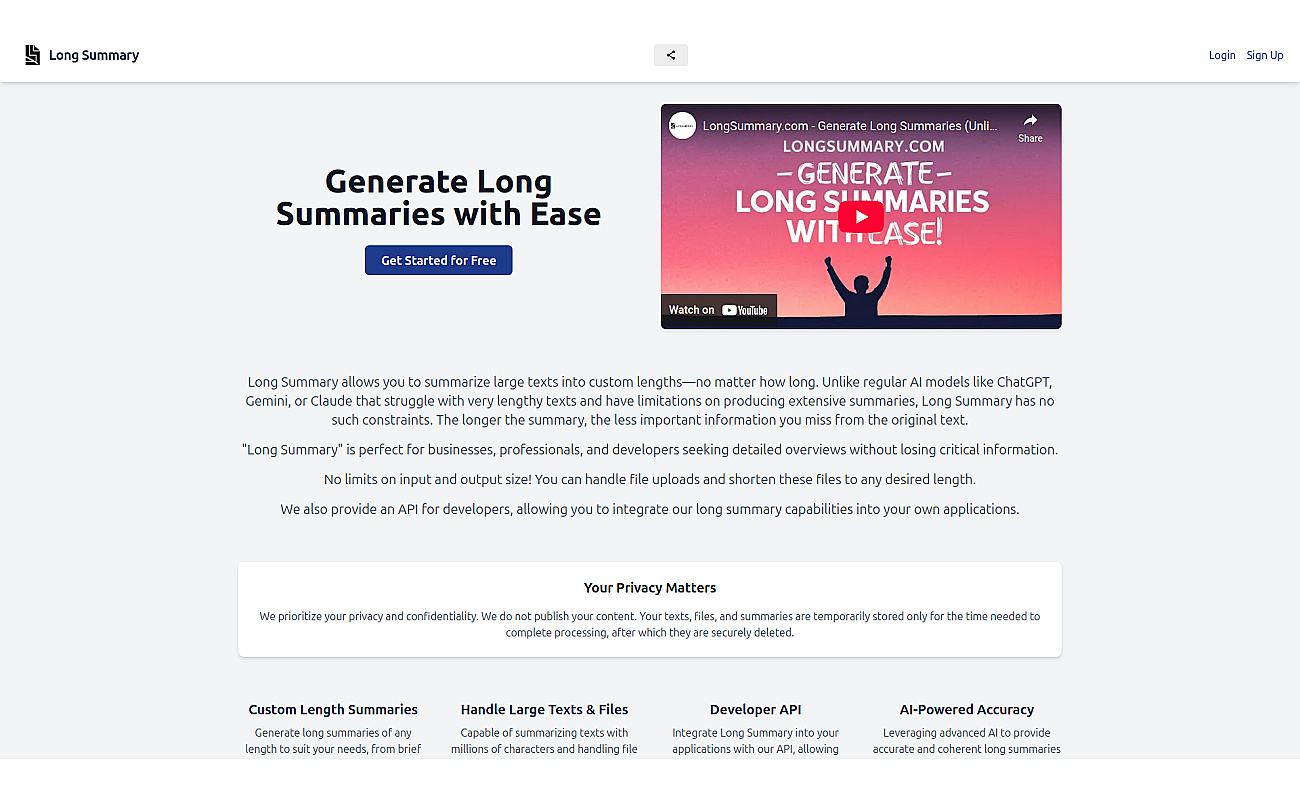Long Summary screenshot