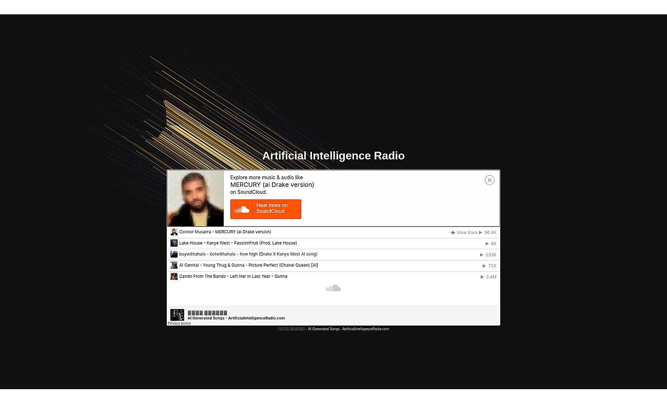 Artificial intelligence radio screenshot
