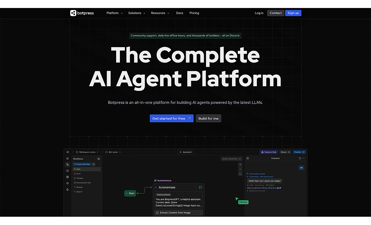 Botpress screenshot