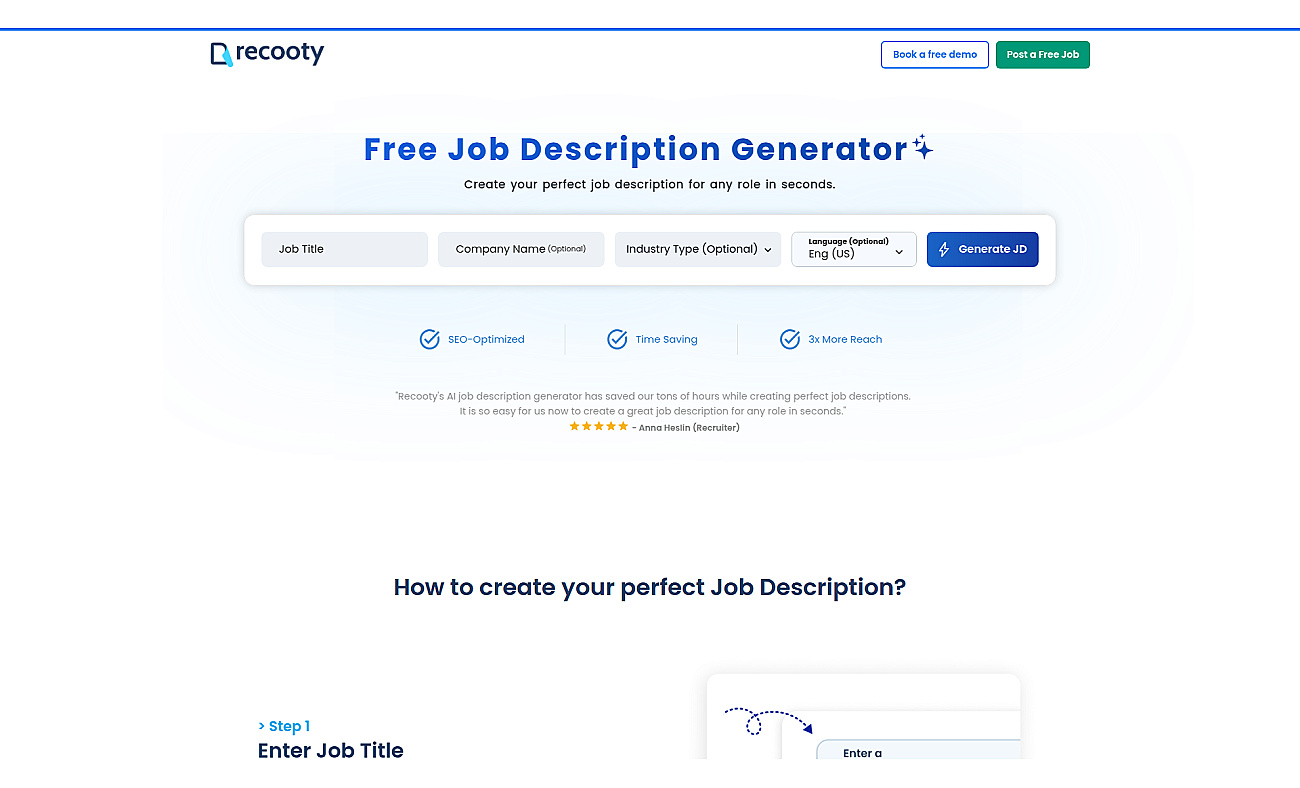 Recooty - Job Description Generator screenshot