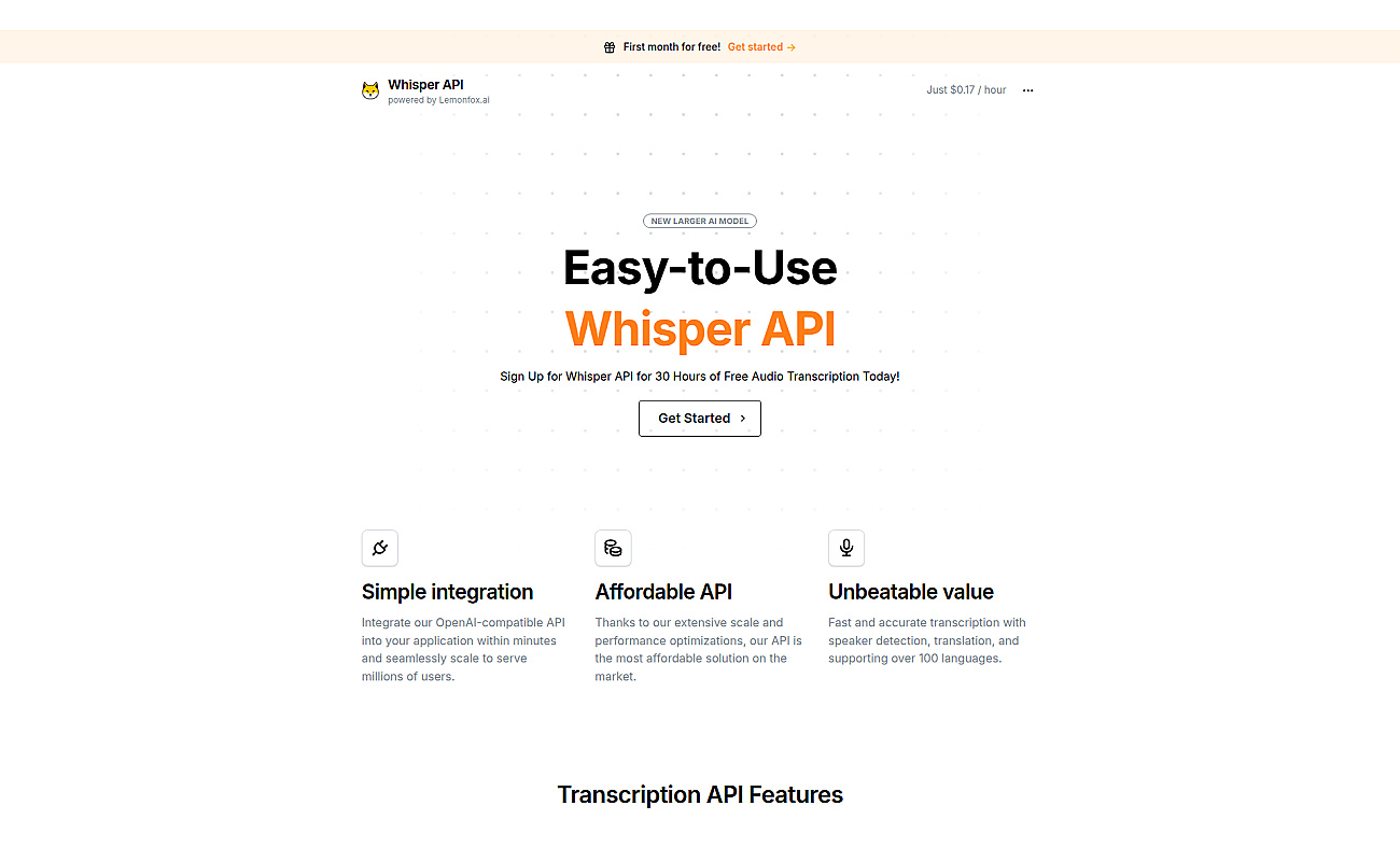 WhisperAPI screenshot