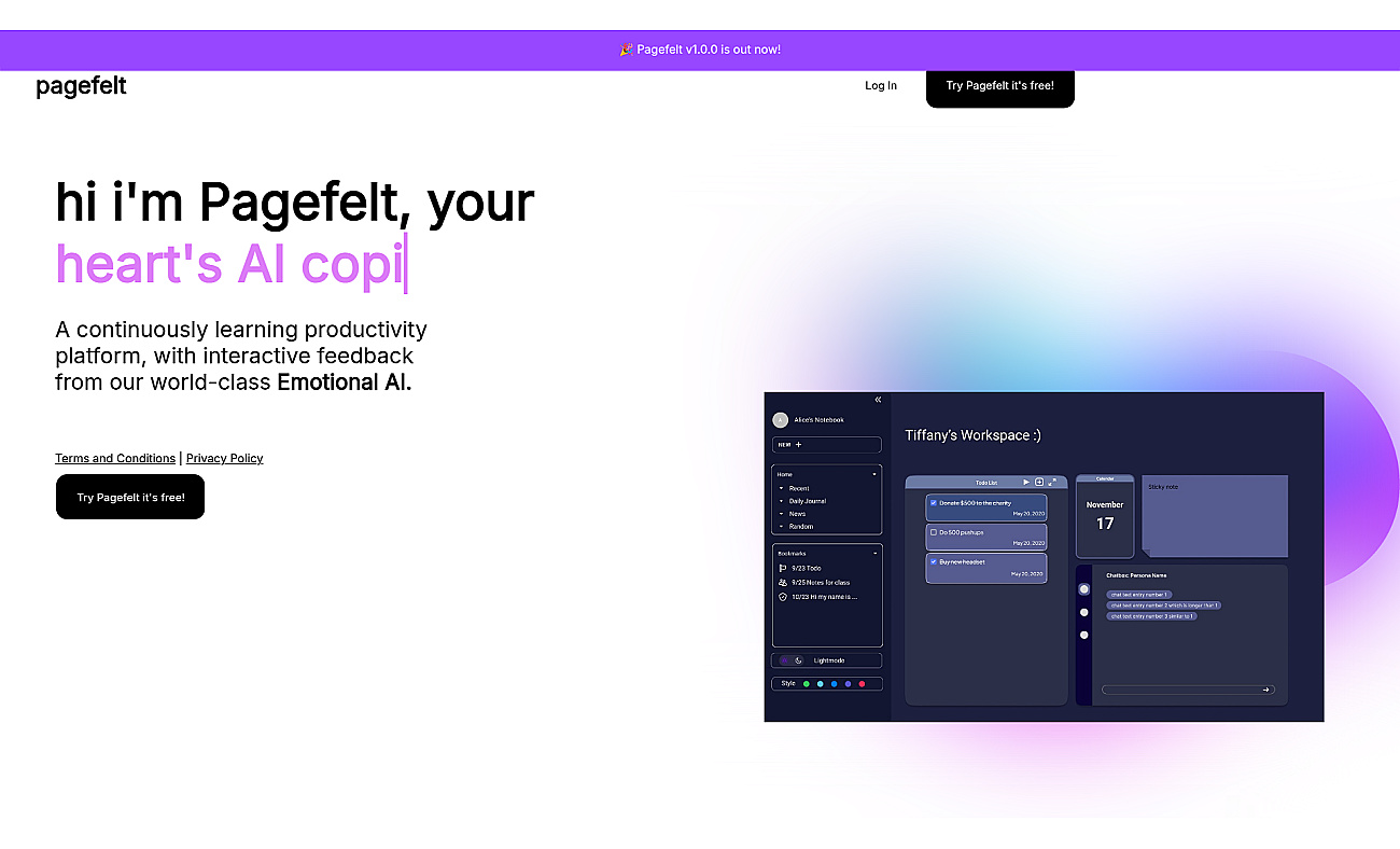 Pagefelt screenshot