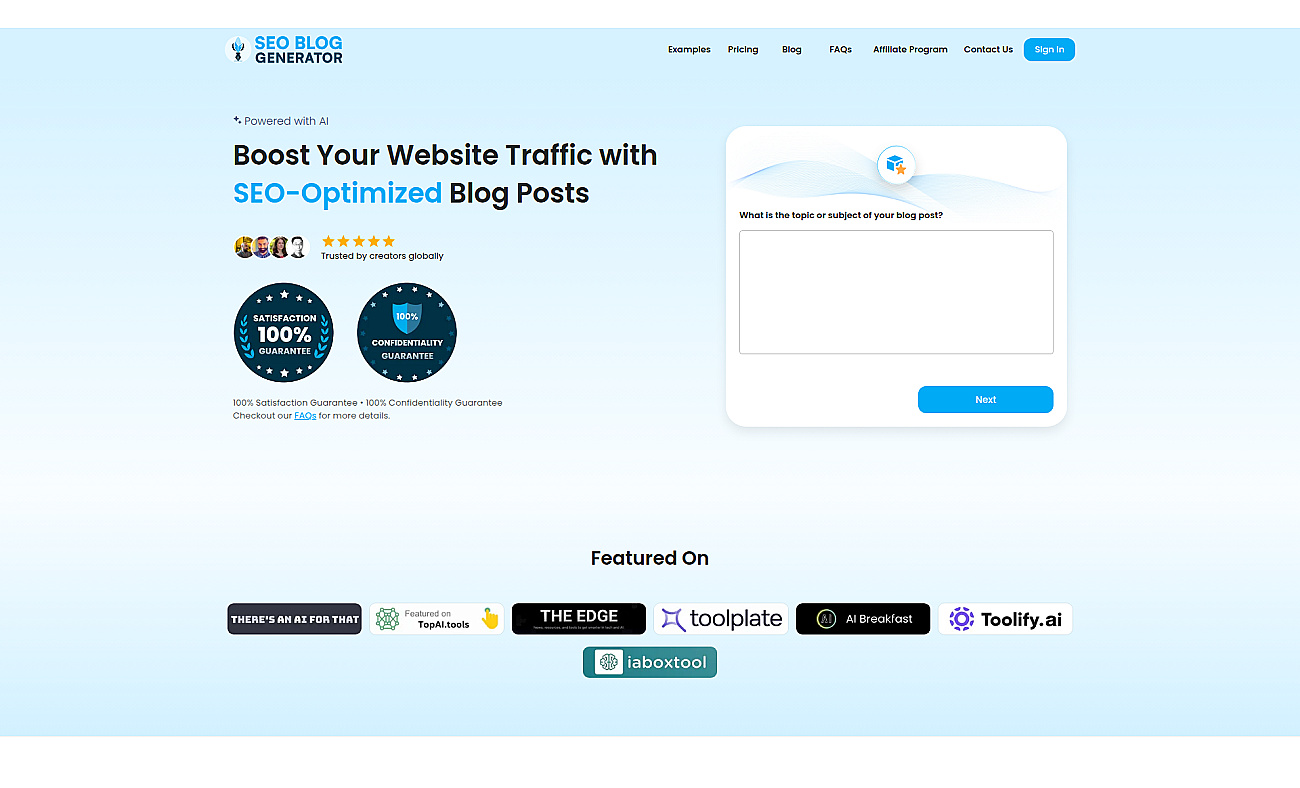 SEO Blog Generator screenshot