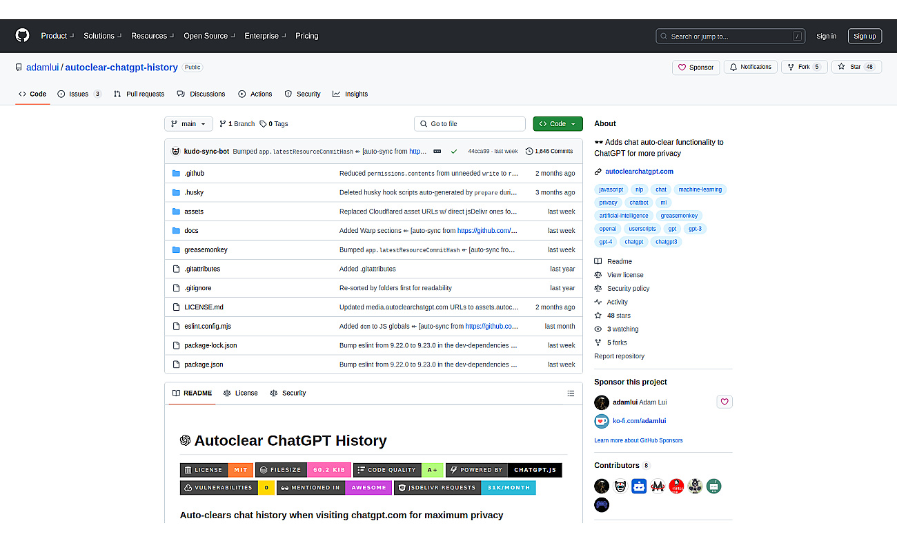 Autoclear ChatGPT History screenshot
