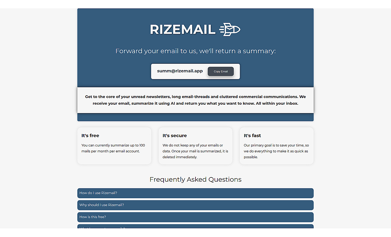 Rizemail screenshot
