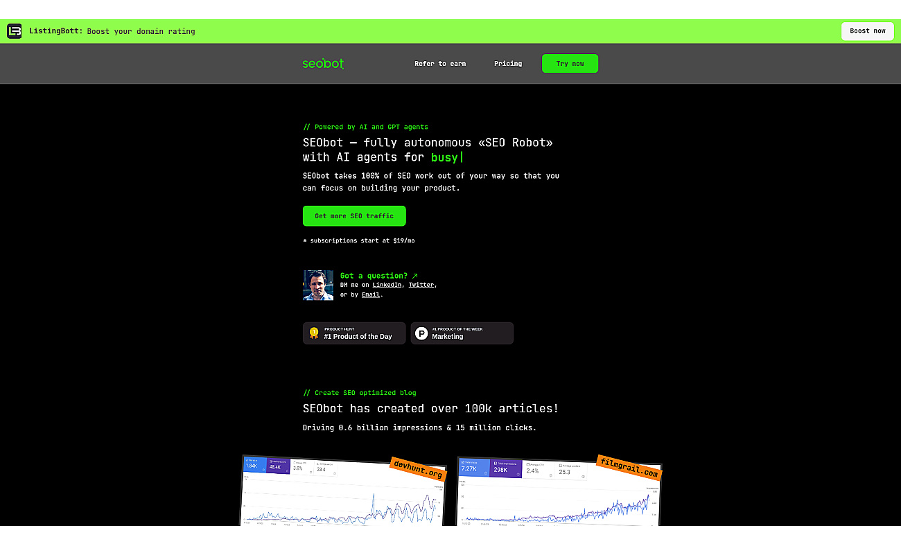 SEObot screenshot