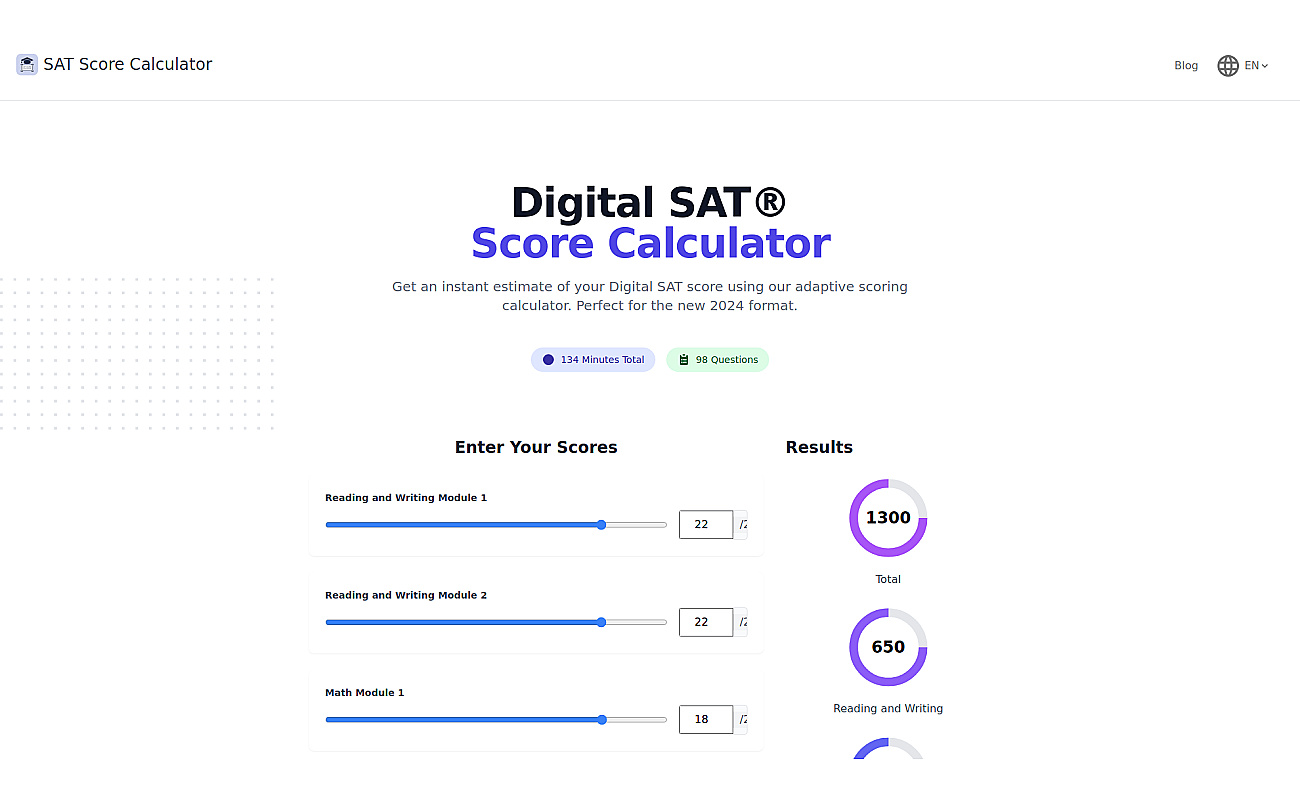 SAT Score Calculator screenshot