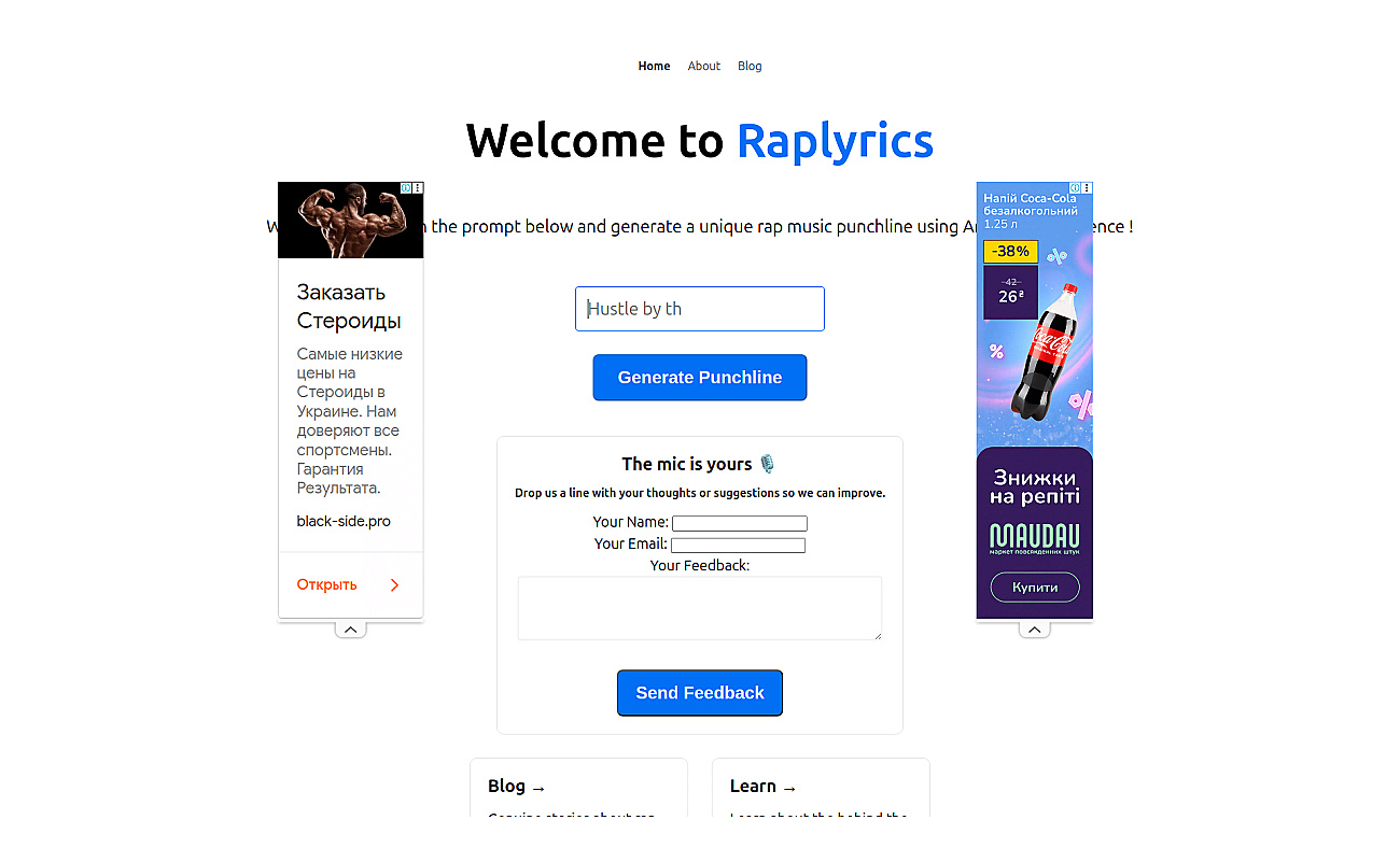 Raplyrics screenshot