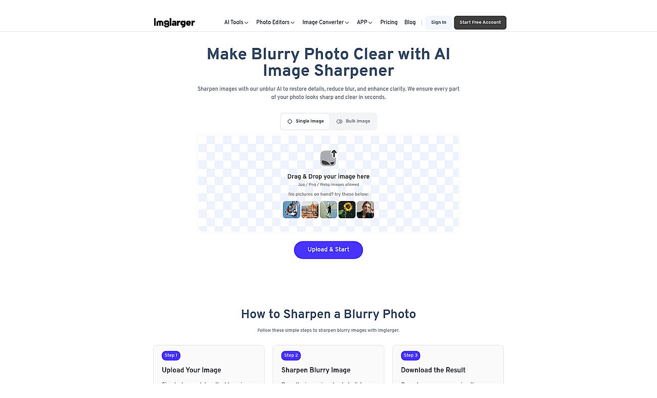 AI Image Sharpener on AI Image Enlarger screenshot