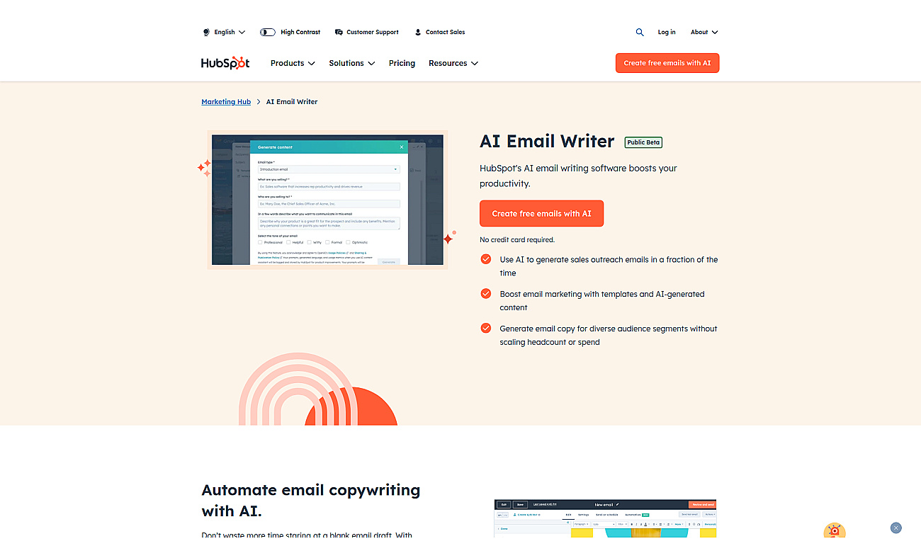 AI Email Writer | HubSpot screenshot