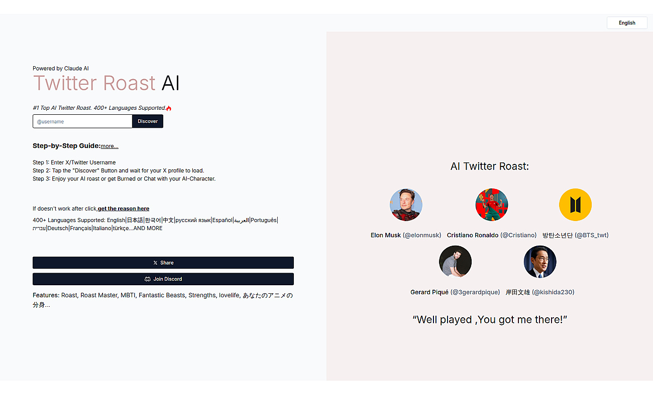 AI Twitter Roast screenshot