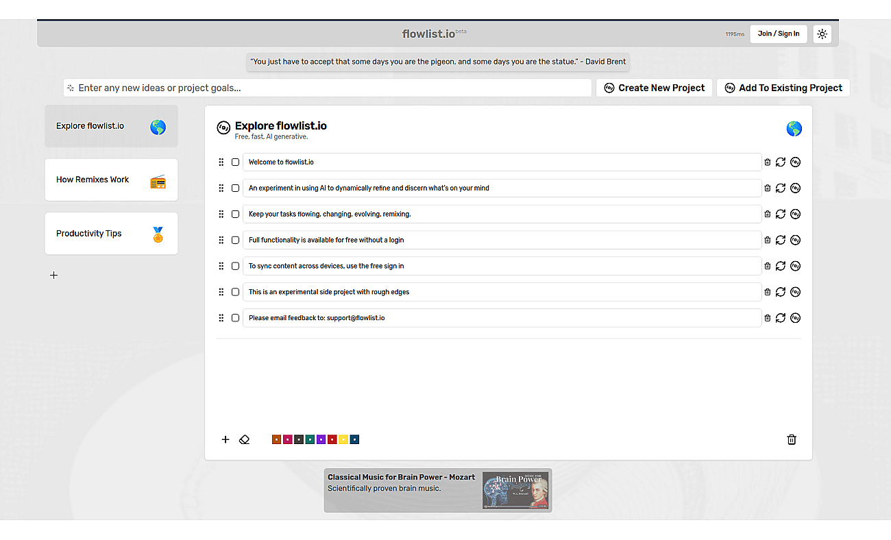 Flowlist screenshot