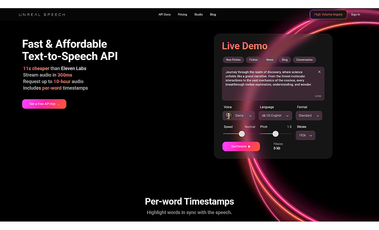Unreal Speech screenshot