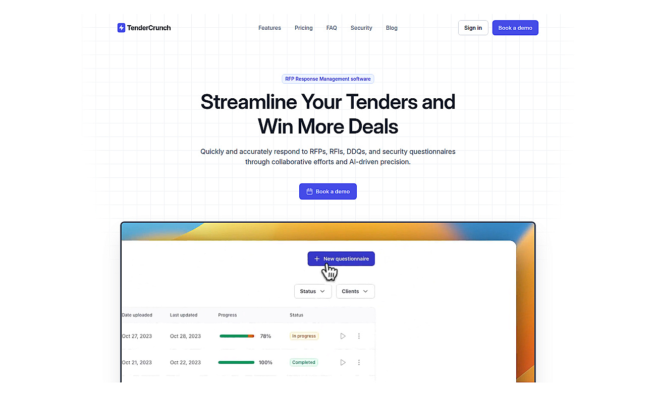 TenderCrunch screenshot