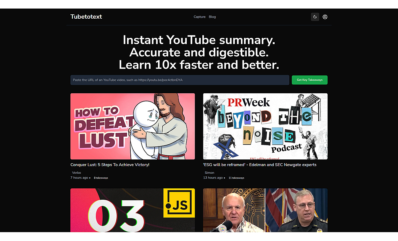 TubeToText screenshot