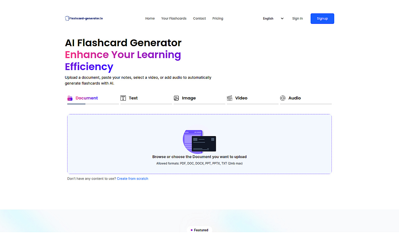 Flashcard generator screenshot