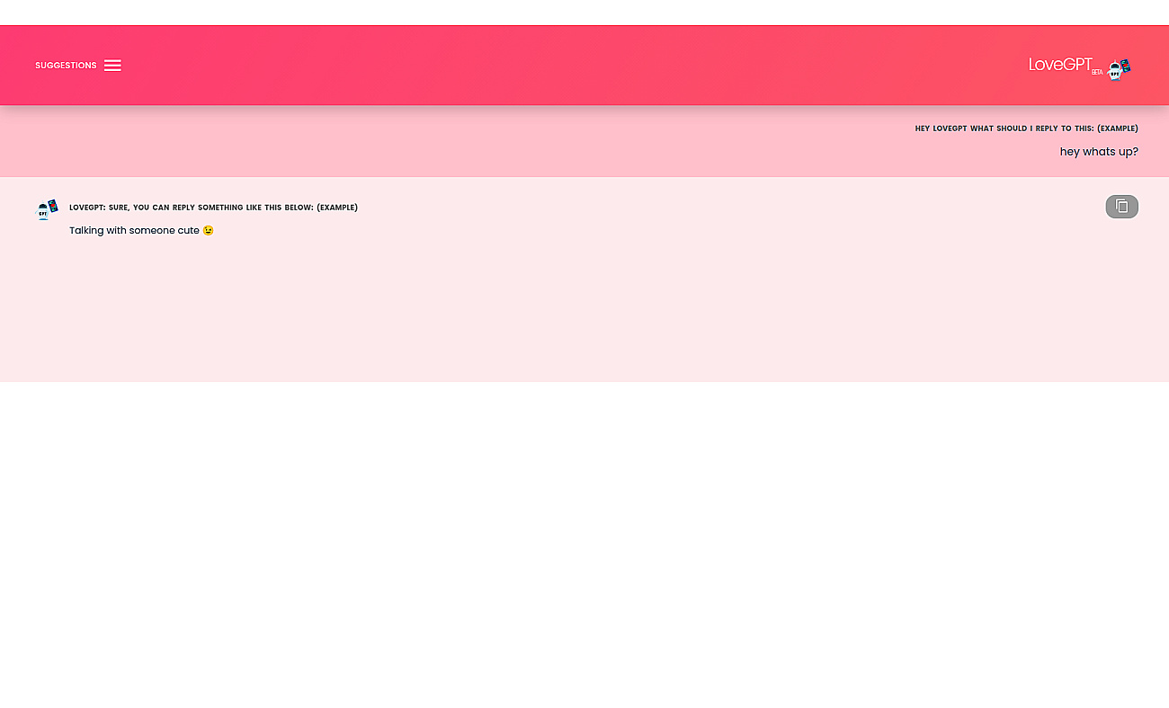 LoveGPT screenshot